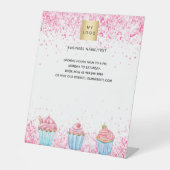 Banketbakkerij roze logo menu prijs reclamebord met voetstuk (Voorkant)