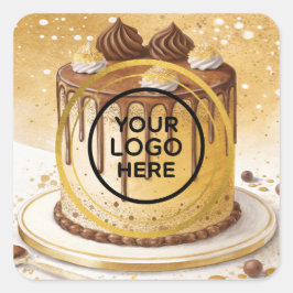 banketbakkerij waterverf logo vierkante sticker