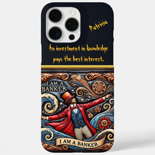 Bankier-Thema Intricatieve Leren Kunst Case-Mate iPhone Case (Achterkant)