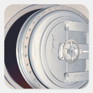 Bankkluis gebarsten vierkante sticker