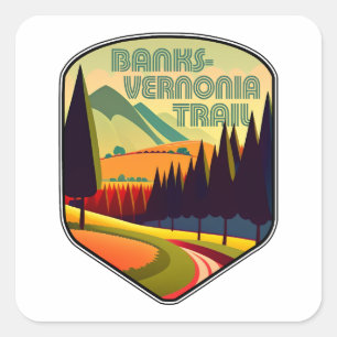 Banks-Vernonia Trail Oregon Kleuren Vierkante Sticker