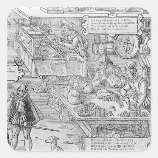 Bankscène Vierkante Sticker (Voorkant)