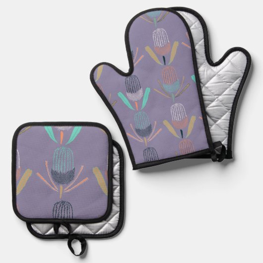 Banksia Lilac Ovenwant & Pannenlap Set (Voorkant / Achterkant)