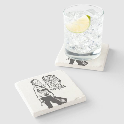 Banksy Als je grootheid zwart wilt bereiken Stenen Onderzetter (Zijkant)