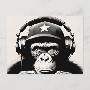 Banksy DJ Monkey Gorilla Chimp Art Print Briefkaart