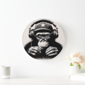 Banksy DJ Monkey Gorilla Chimp Art Print Grote Klok (Huis)