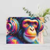 Banksy DJ Monkey Gorilla Chimp Art Print Kaart (Staand voorkant)