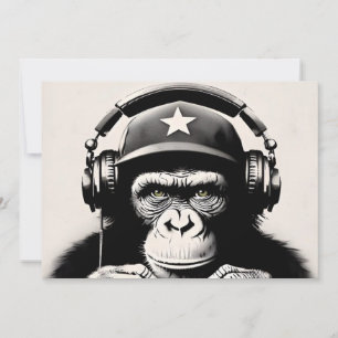 Banksy DJ Monkey Gorilla Chimp Art Print Kaart