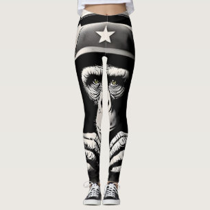 Banksy DJ Monkey Gorilla Chimp Art Print Leggings