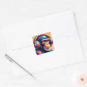 Banksy DJ Monkey Gorilla Chimp Art Print Vierkante Sticker (Envelop)
