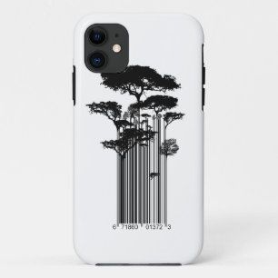 Banksy Style Barcode Trees illustratie iPhone 11 Hoesje