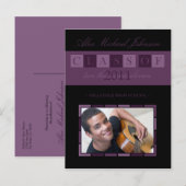 Banner Afstuderen Announcement Briefkaart (paarse) (Voorkant / Achterkant)