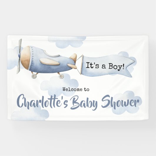 Banner Baby shower vliegtuig (Horizontaal)
