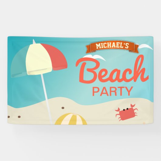 Banner Beach Birthday Party (Horizontaal)