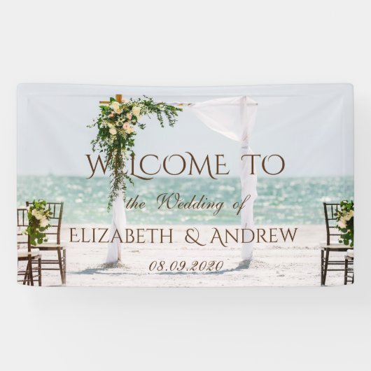 Banner Beach Wedding Arbor Floral Wedding Banner (Horizontaal)