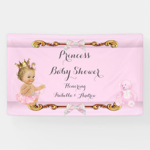 Banner Blonde Girl Princess Baby shower Pink Gold