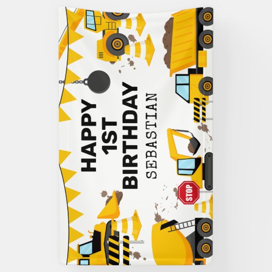 Banner bouwkinderen Birthday Party (Verticaal)