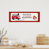 Banner brandweerman brandende brandweerman poster (Keuken)