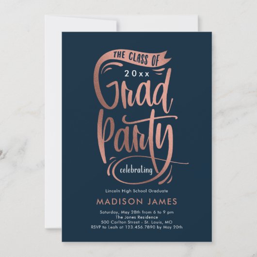 Banner EDITABLE COLOR Afstuderen Invitation Aankondiging (Voorkant)