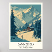 Banner Elk NC Mountain Winter Village Art Poster (Voorkant)
