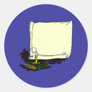 banner en boek met kaarsvormige Sjabloon Ronde Sticker