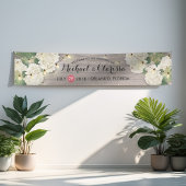 Banner Flowers en String Lights Rustic Wood