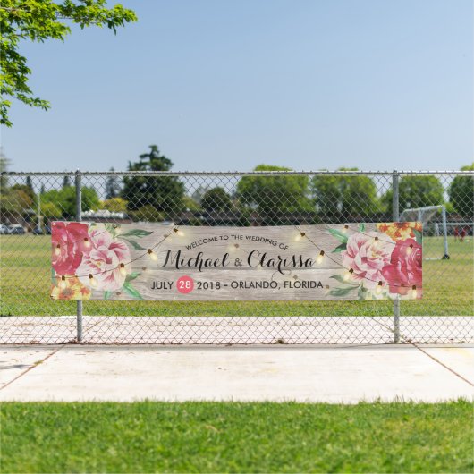 Banner Flowers en String Lights Rustic Wood (Insitu)
