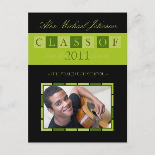 Banner Graduation Faire-part Postcard (chaux) (Devant)