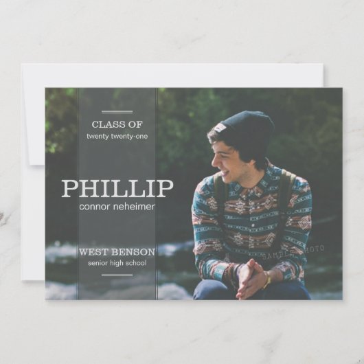 Banner Grey Photo Graduation Invitation (Devant)