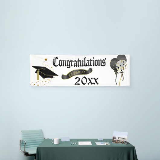 Banner, klasse zwart-goudAfstuderen Spandoek (Beurs)