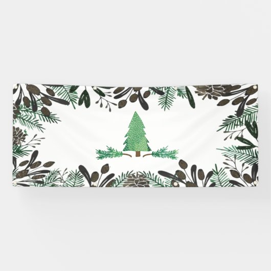 Banner met dennenappels en takken van Rustic Pines (Horizontaal)