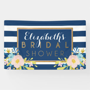 Banner Navy Striped Floral Vrijgezellenfeest