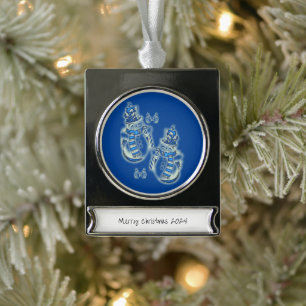 Banner Ornament Sneeuwman Verzilverd Banner Ornament