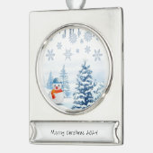 Banner Ornament Sneeuwman Verzilverd Banner Ornament (Links)