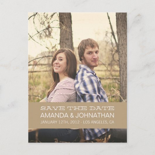 Banner Photo Brown Bewaar de datum Post Kaarten (Voorkant)