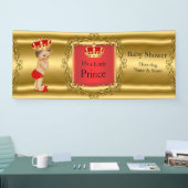 Banner Prince Baby shower Rood Goud Brunette Boy (Beurs)