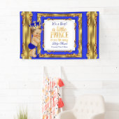 Banner Prince Baby shower Royal Blue Gold Brunette (Insitu)