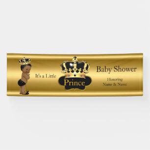 Banner Prince Baby shower Zwart Goud Etnisch