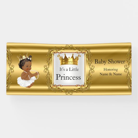 Banner Princess Baby shower Goud Wit Etnisch (Horizontaal)