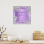 Banner Princess Baby shower Lila Paars Poster (Keuken)
