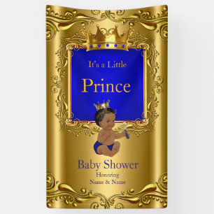 Banner Prins Baby Shower Blauw Goud Etnisch 2