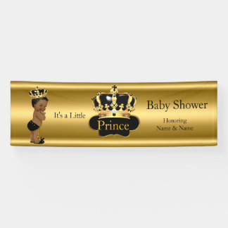 Banner Prins Baby Shower Zwart Goud Etnisch