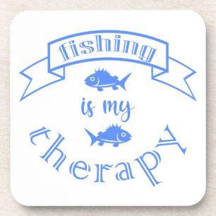 Banner ribbon quote Vissen is mijn therapie Bier Onderzetter