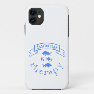 Banner ribbon quote Vissen is mijn therapie iPhone 11 Hoesje