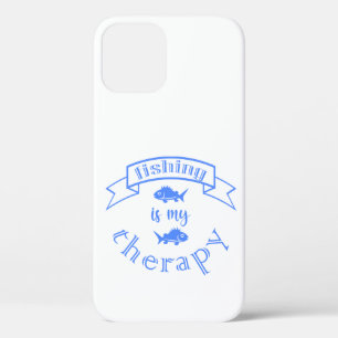 Banner ribbon quote Vissen is mijn therapie iPhone 12 Hoesje