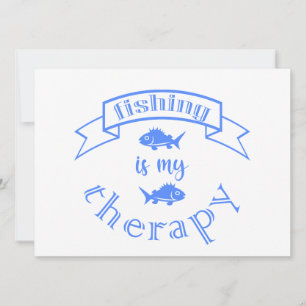 Banner ribbon quote Vissen is mijn therapie Feestdagenkaart
