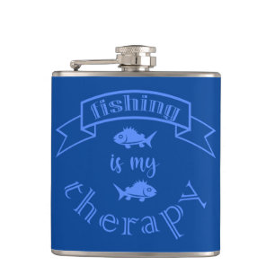 Banner ribbon quote Vissen is mijn therapie Heupfles