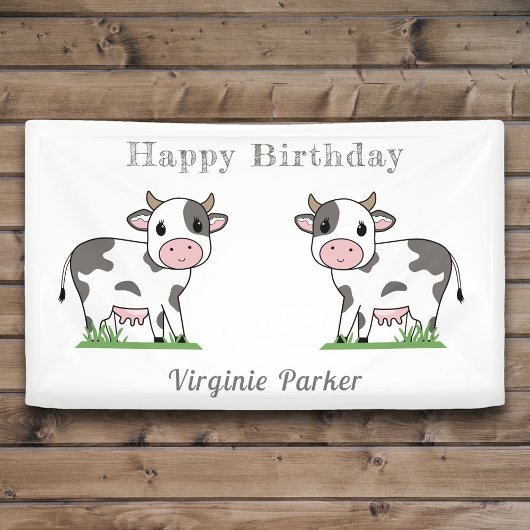 Banner van de verjaardag met de Koeien van de ute