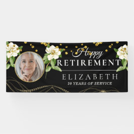 Banner White Floral Custom Photo Retirement Party