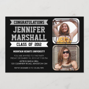 Banners en Photo Cutouts Afstudeerder Invitation - Kaart